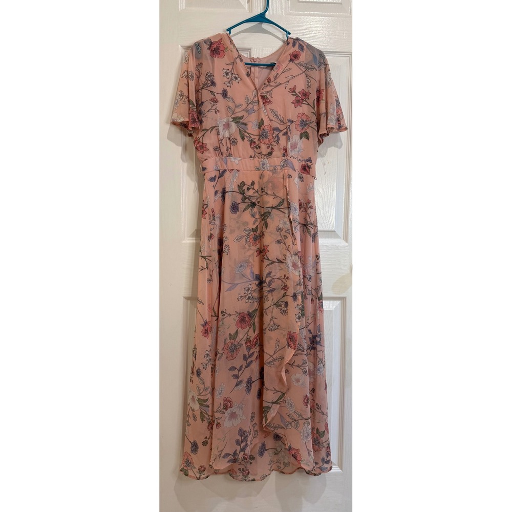 Sandra Darren Peach Floral Maxi Dress